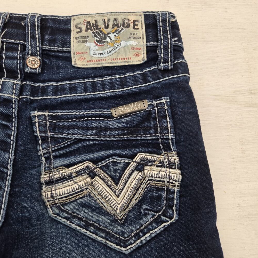 Salvage Supply Co. Buckle Jeans, Reckless Straight, Youth Size 8 Whiskers - Picture 7 of 10